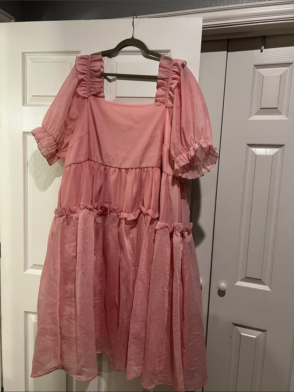 Selkie-inspired Pink Ruffle Tiered Dress